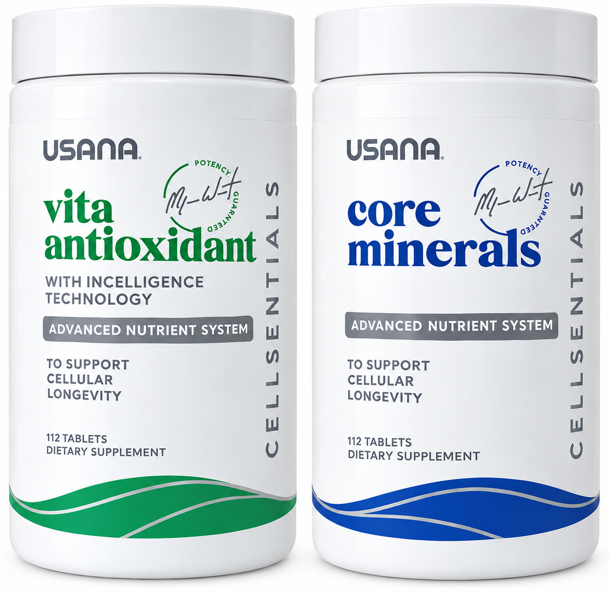 USANA Cellsentials Advanced Nutrient System – Vita Antioxidant & Core Minerals – 112 Tablets Each
