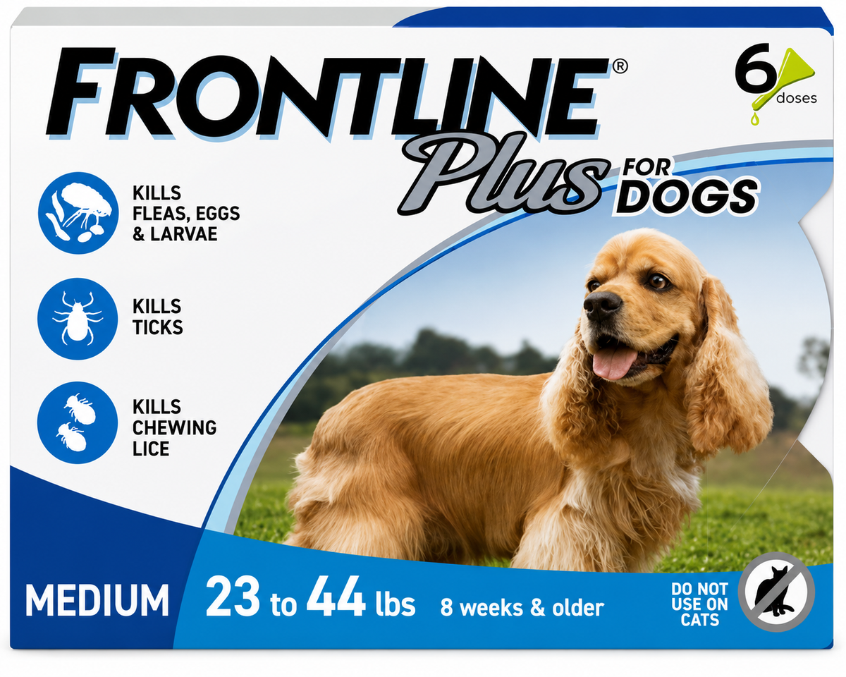 Frontline Plus Flea & Tick Treatment for Medium Dogs (23–44 lbs) – 6 Doses