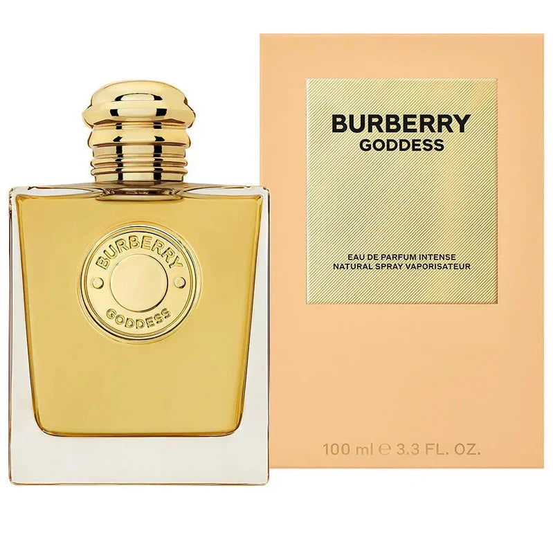 Burberry Goddess perfume bottle and packaging on a white background