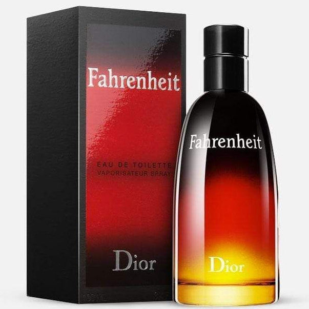 Dior Fahrenheit perfume bottle and packaging on a white background