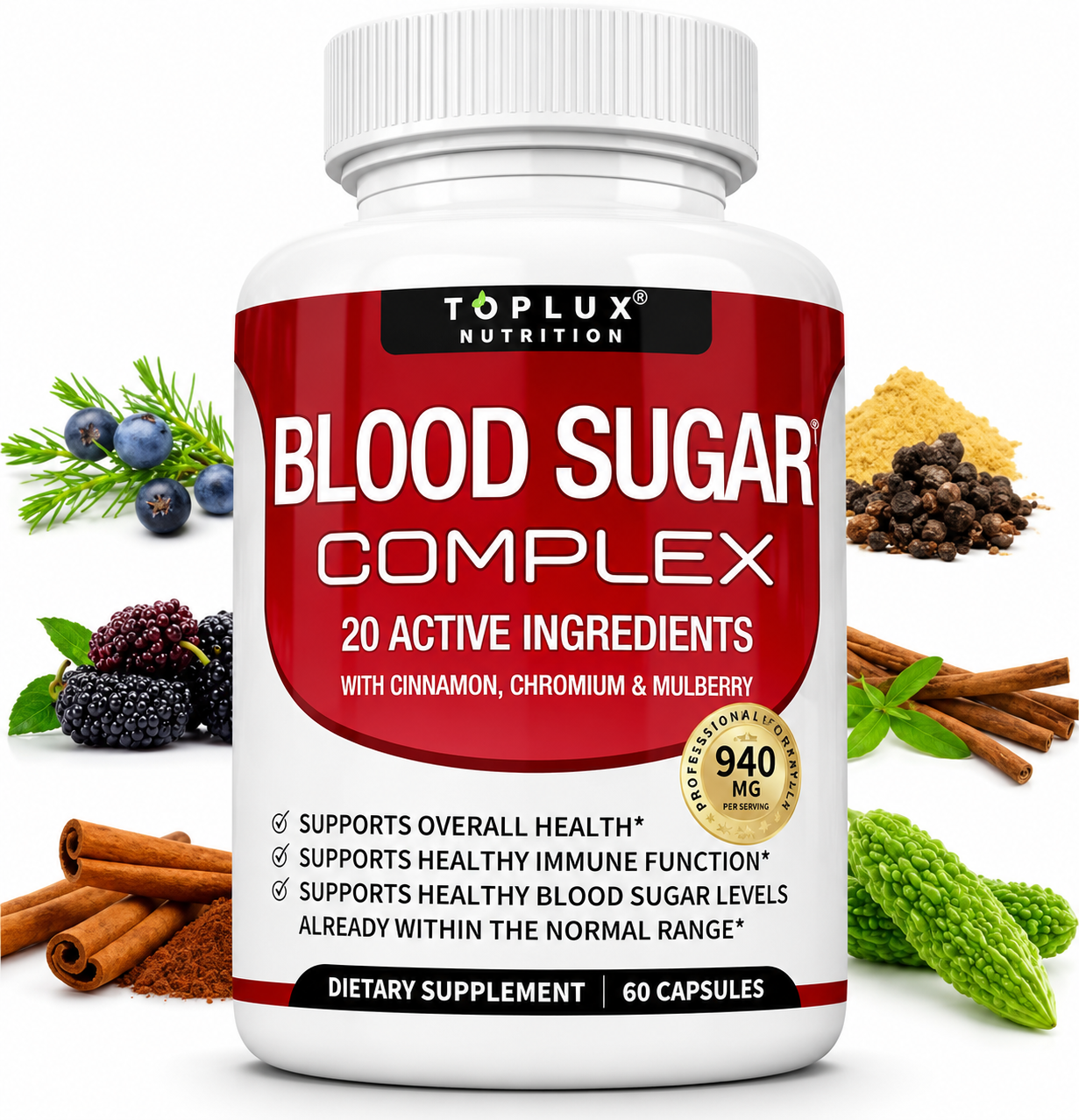 Toplux Nutrition Blood Sugar Complex – 60 Capsules