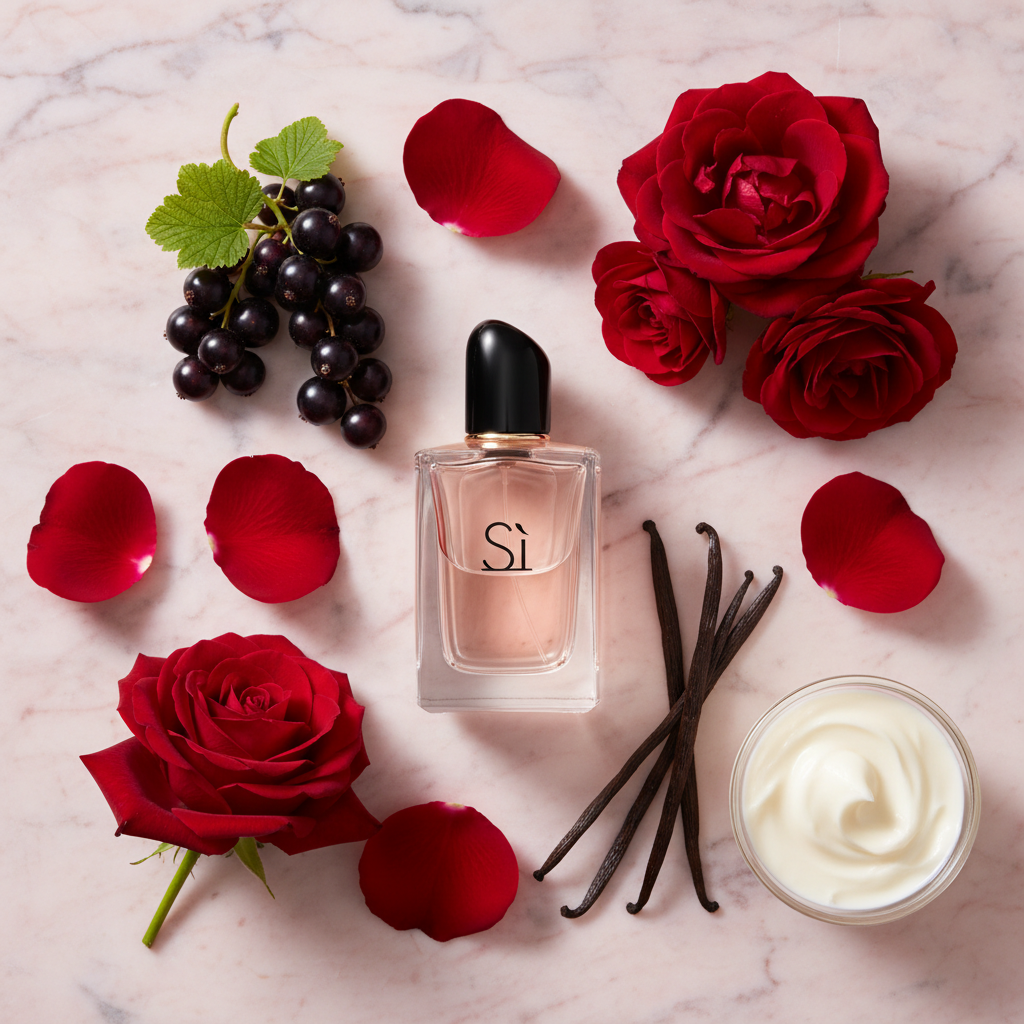 Giorgio Armani My Way Nectar EDP bottle with orange blossom tuberose and sandalwood on marble