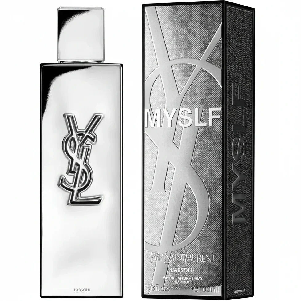 YSL perfume bottle and packaging on a white background