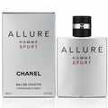 Chanel Allure Homme Sport perfume bottle and packaging on a gray background