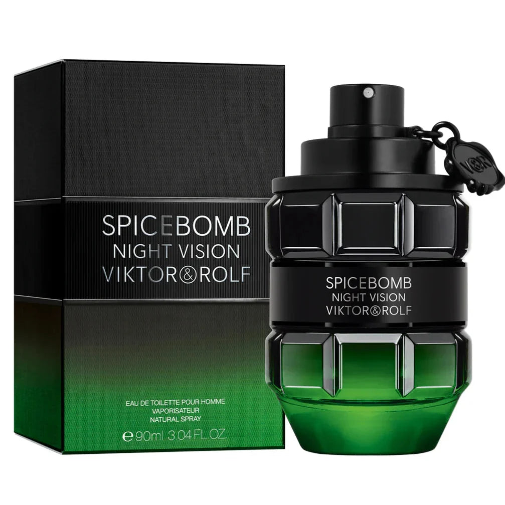 Viktor & Rolf Spicebomb Night Vision perfume bottle and packaging on a white background