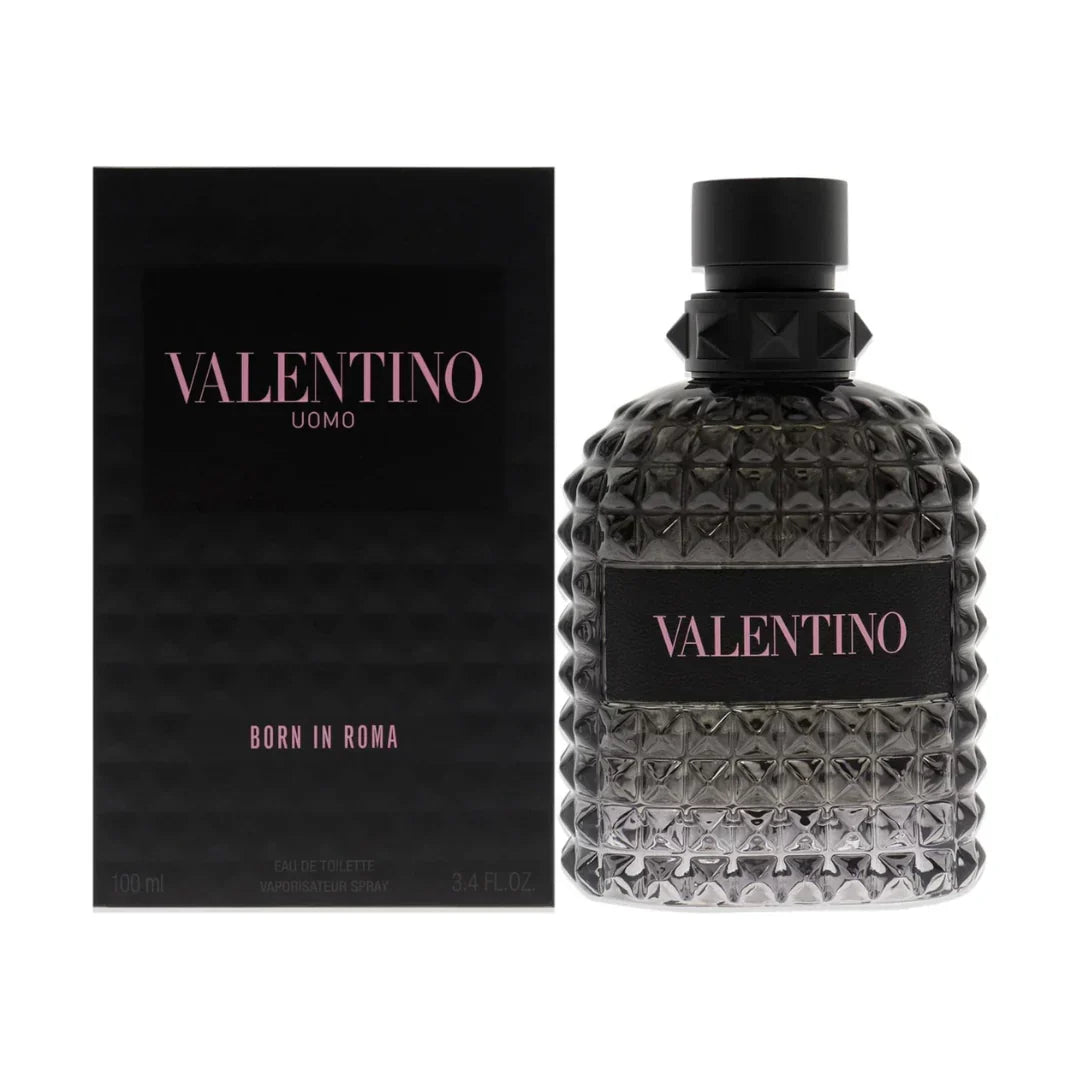 Valentino perfume bottle and packaging on a white background